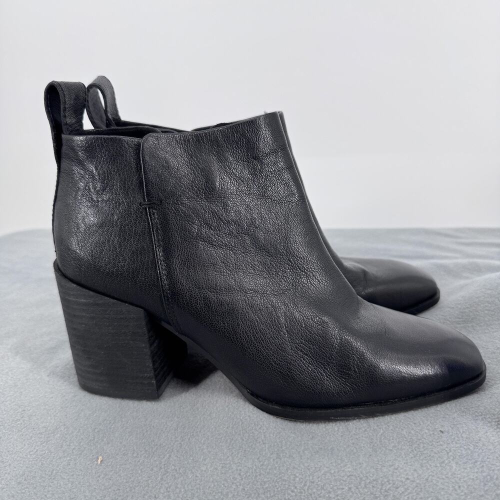 Vionic Lyssa Ankle Boots Womens 8 Black Leather Block Heel Booties